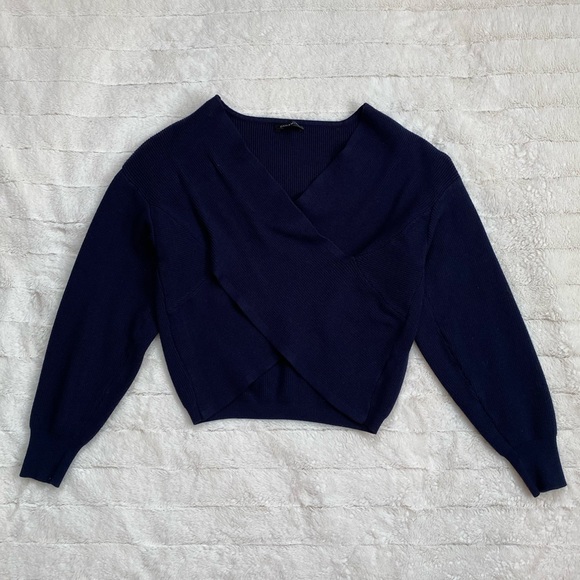 Dynamite Navy Blue Front Cross Sweater - Picture 2 of 4